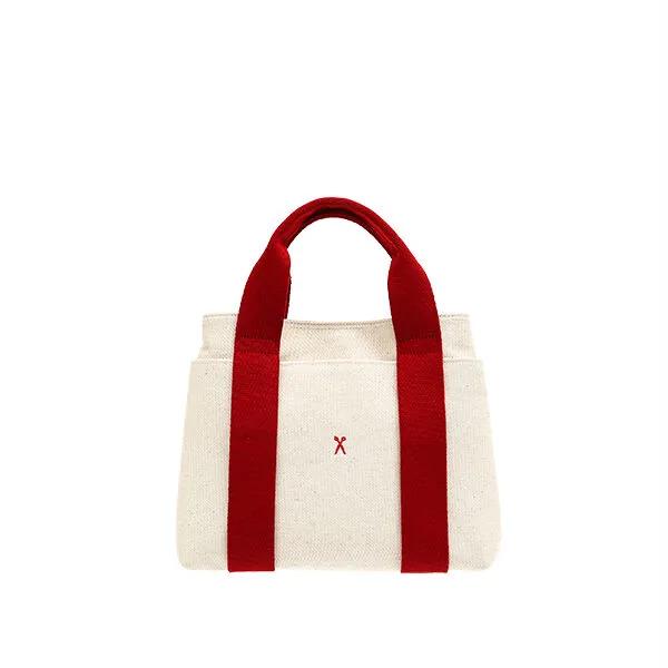 Stacey Daytrip Tote Canvas S Ivory_Red
