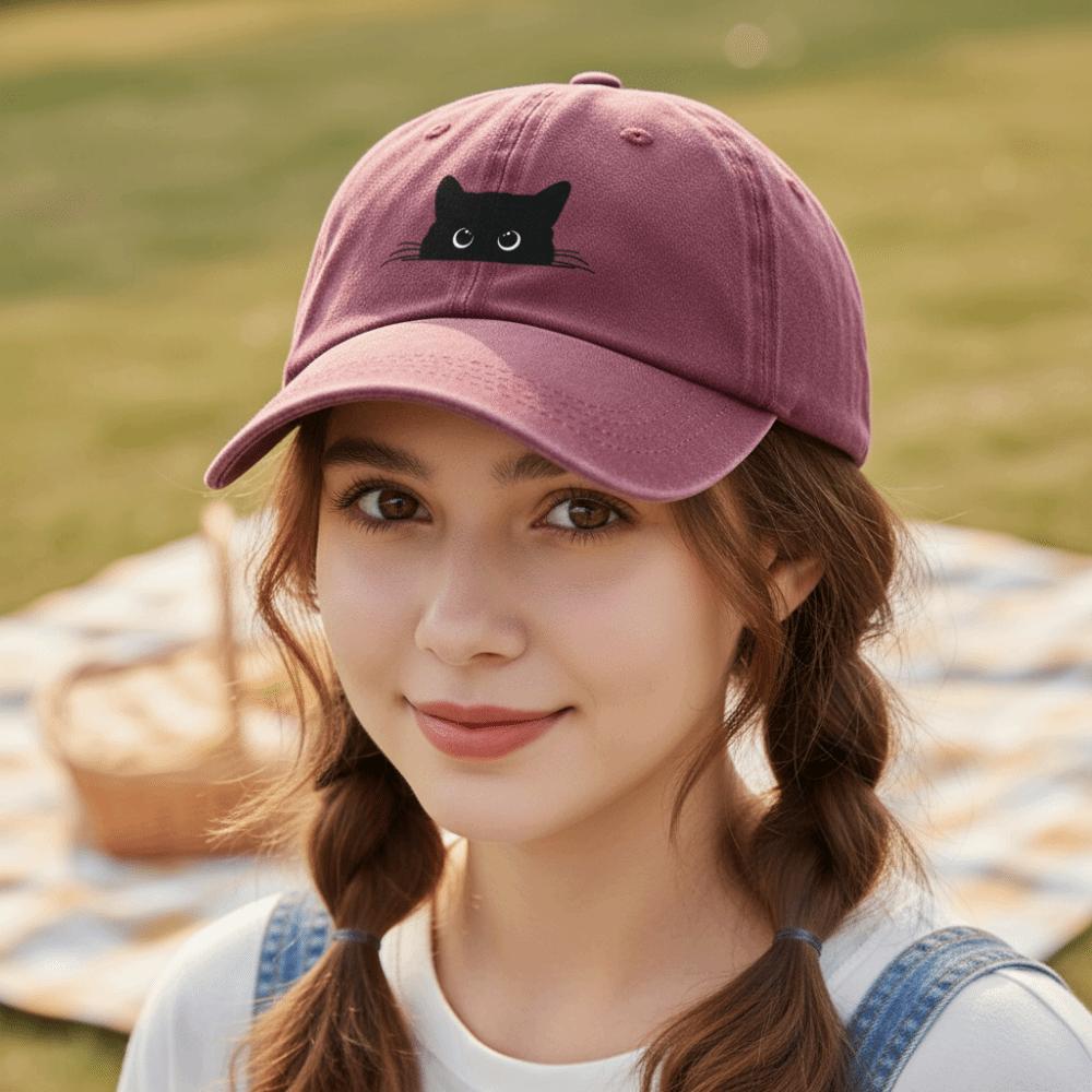 Sweet Cat Print Baseball Cap Peaked Cap Cotton Baseball Cap Casual Cartoon Baseball Hat  Girl