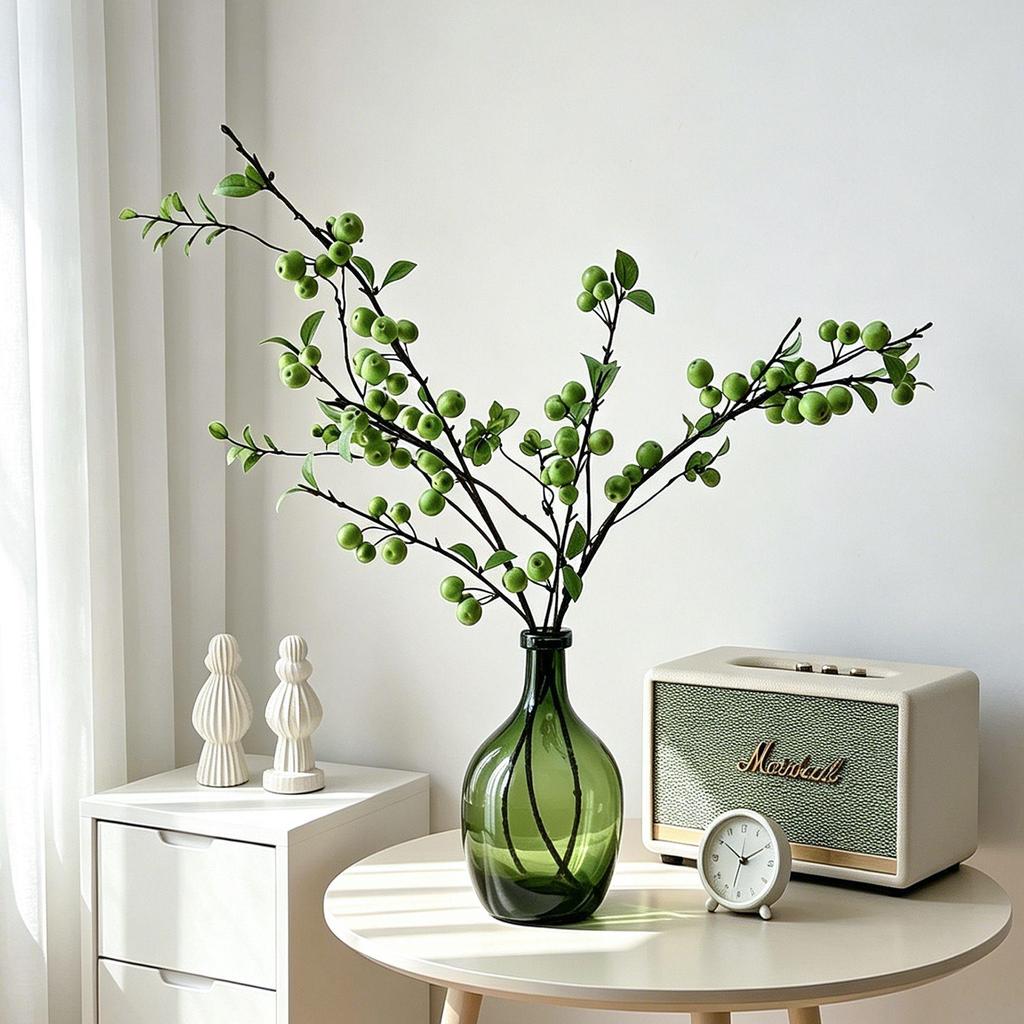 Luxurious Faux Green Apple Plant Branches: Fresh Home and Restaurant Decor Ornament