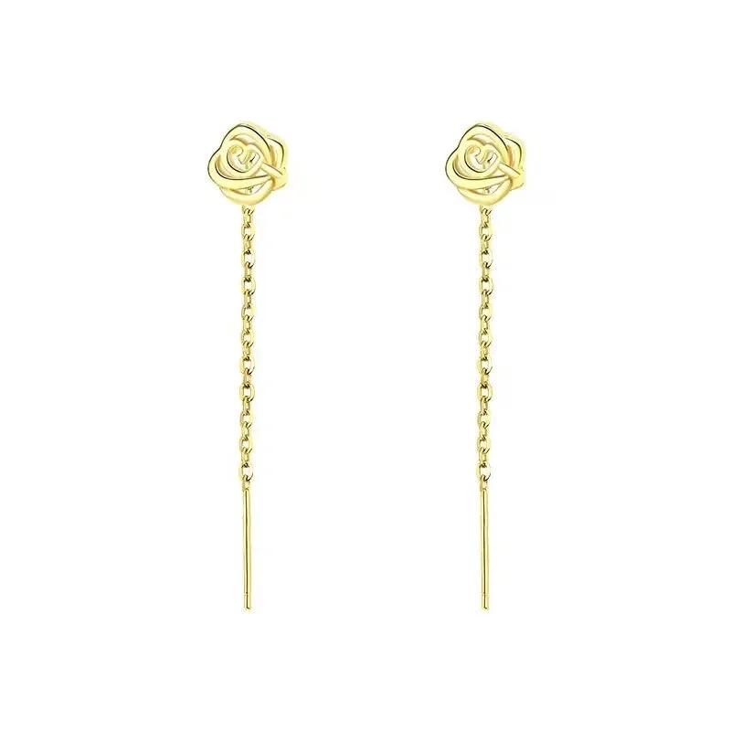 PONYKISS Silver Colorful Rose Cute Plant Stud Earring for Women Minimalist Fine Piercing Screw Bead Accessories