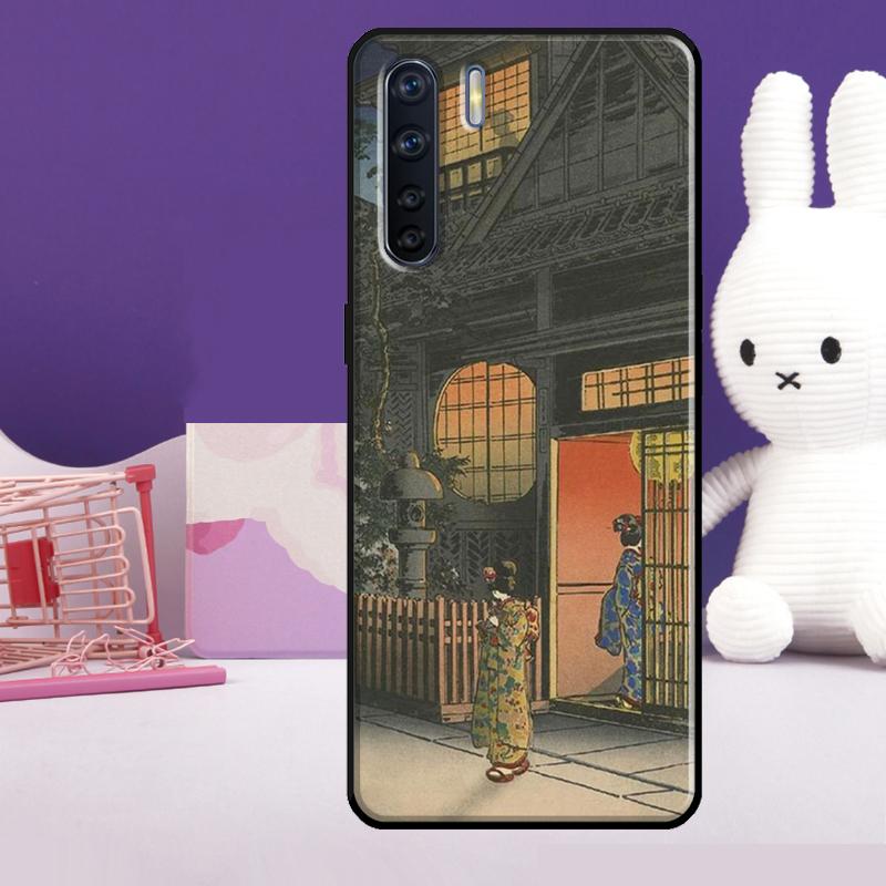 Japanese Style Ukiyo-e Art Case For Oppo A54 A74 A94 A80 A60 A40 A18 A38 A58 A78 A98 A96 A76 A16 A15 A17 A57 A77 A5 Pro