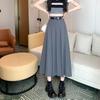 Elegant High-Waisted A-Line Pleated Skirt - Mid-Length, Slimming, Fashionable Niche Design