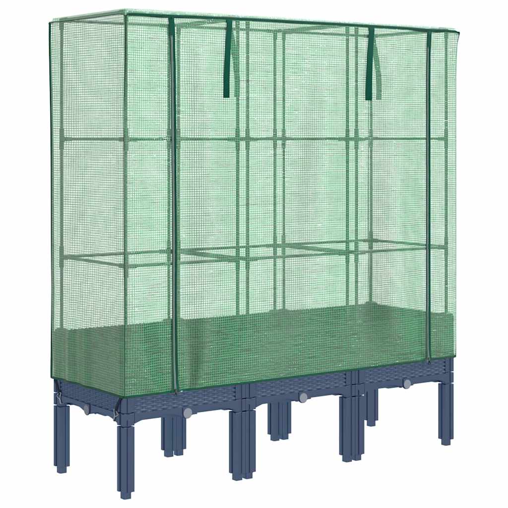 Hochbeet mit Gewächshausabdeckung Rattan-Optik 120 x 40 x 140 cm