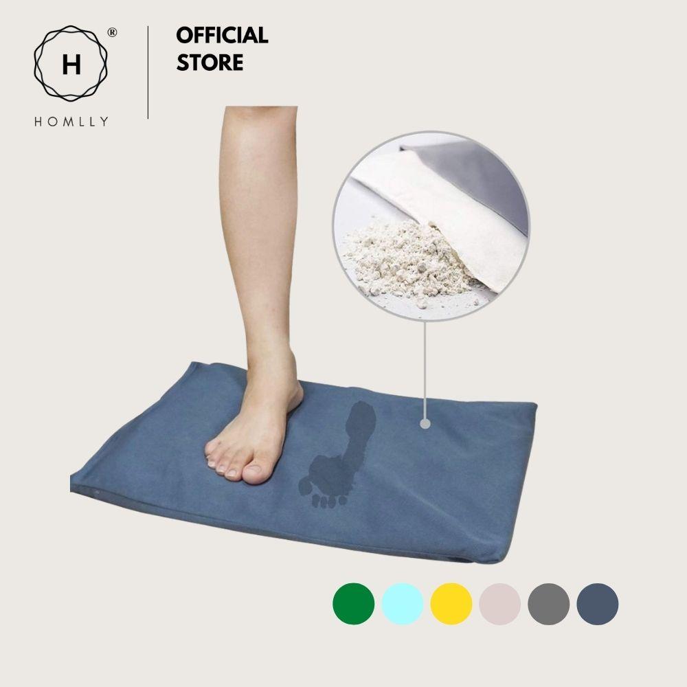 Homlly Soft Diatomite Bath Floor Mat with Washable Cover (Plain) (X2PCS)