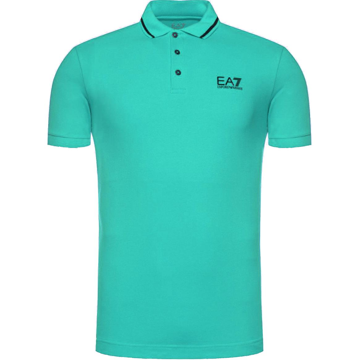 

Emporio Armani EA7 Однотонная футболка-поло с принтом логотипа, короткий рукав, мужская polo shirts, Зеленый 8NPF06-PJ04Z-1815 XXL