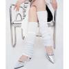 Womens Vintage Ribbed Knit Stretch Long Leg Warmer Party Dance Glitter Sequins Patchwork Solid Boot Socks Leg Cover