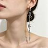 Stainless Steel Asian-Style Star Tassel Earrings - Unisex Long Hoop Studs