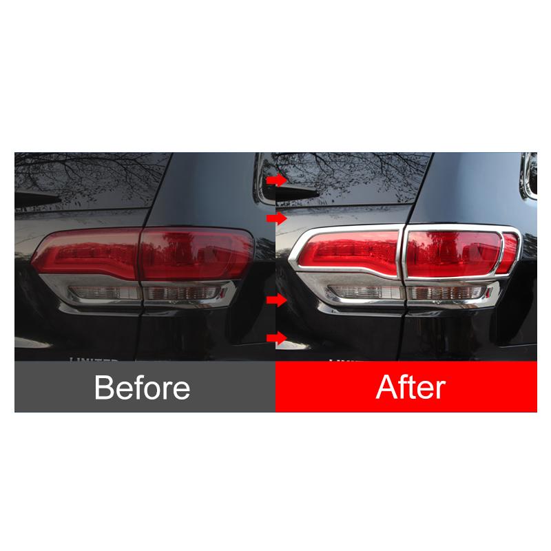 For Jeep Grand Cherokee WK2 2011 2012 2013 2014 2015 2016 2017 2018   Car Tail Light Trim Rear Lamp Frame Cover Stickers