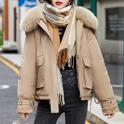 Parka in pelliccia imbottita in cotone Nuovo collo in pelliccia grande Piumino invernale da donna Parka caldo spesso Capispalla femminile
