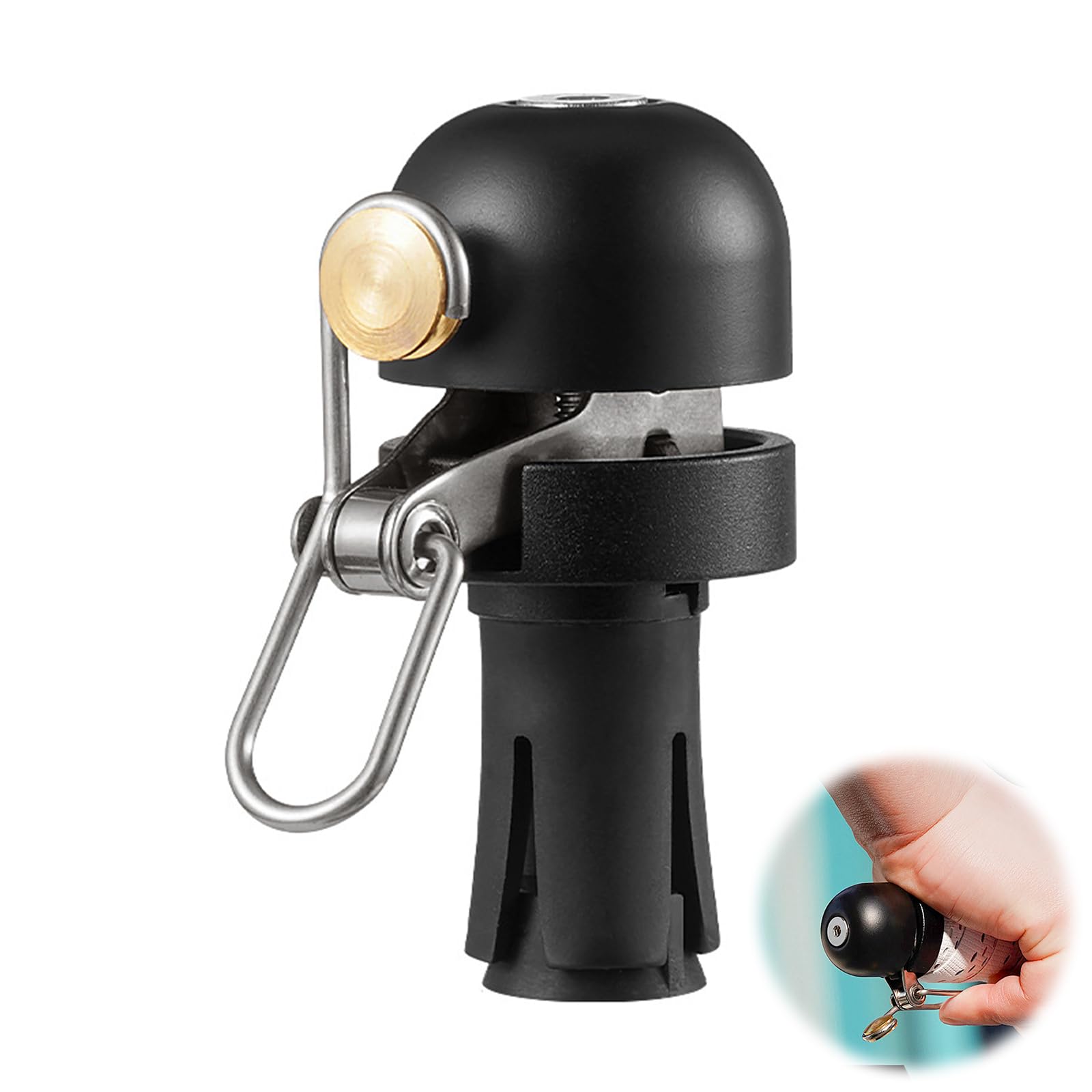 

yowodana Скрытый велосипедный звонок для шоссейного и горного велосипеда Медный сплав Звонок с освежающим звуком Компактный и простой в установке для дропа Совместим с рулем чёрный