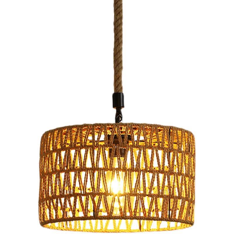 American Vintage Industrial Wind Hemp Rope Chandelier Nordic Modern Restaurant Bar Grill Pendant Lamp Balcony Home Decor LED