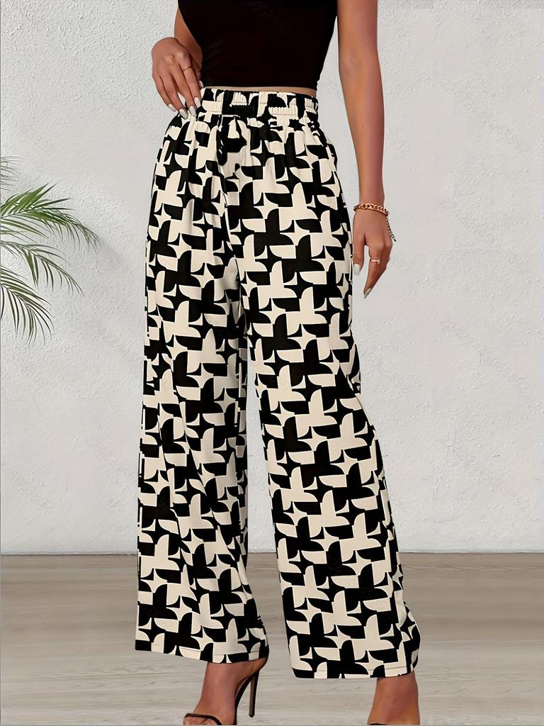 Geometric Print Wide-Leg Pants