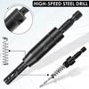 Self Centering Hinge Drill Bit Set with 10 Twist Drill Bits 1/4” Quick Change Hinge Center Drill Bits Hex Key for Woodworking