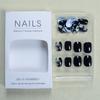 Short Round False Nails Black Snake Skin Nail Tips Fashion Fake Nails  for DIY