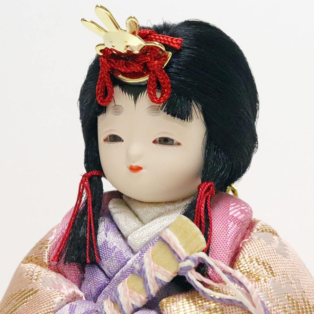 Hina Wooden Doll Single Doll with Round Doll, "Kotohoki" Mikoto, Tray, Natural, KTH-3203E2