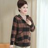 Podzim Zima Nový Módní Svršek s Kapucí a Dlouhým Rukávem Dámský High Street Ležérní Kostkovaný Jednobarevný Zapínání na Zip Patchwork Teplý Kardigan