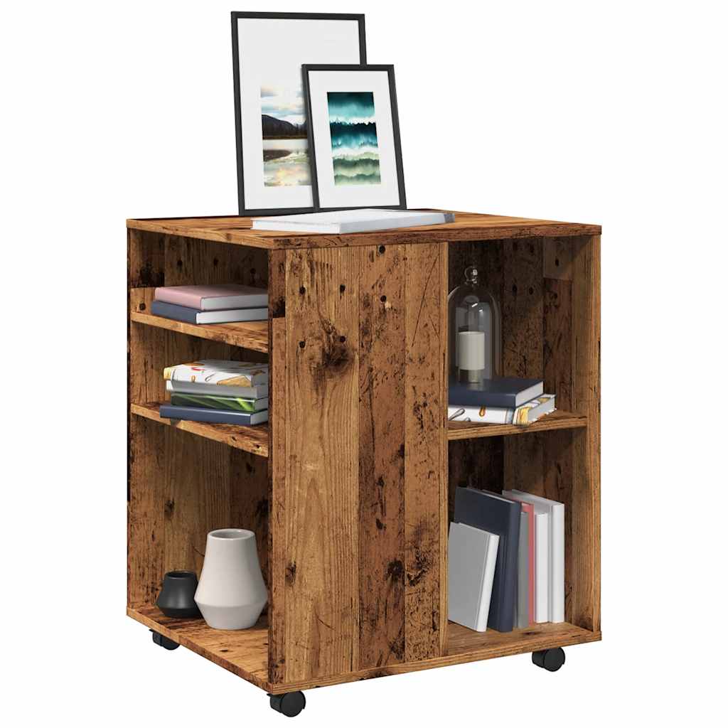 Rolling Cabinet with Vintage Wood Look 60 X 53 X 72 Cm Engineered Wood