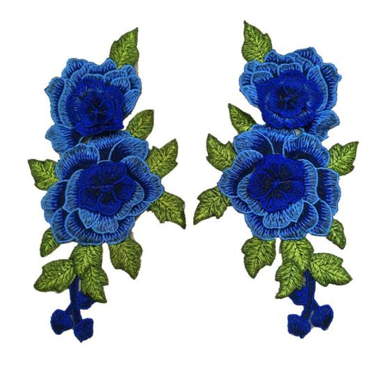 

Женская этническая вышитая цветочная аппликация, воротник, отделка одежды, нашивка для шитья синий
