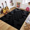 Tech Style 3D Honeycomb Geometric Rug Dark Blue Black Gold Line Visual Effect Non Slip Carpet for Gaming Room Living Room