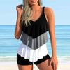 Costume da bagno bikini Tankini con stampa bikini a tre colori con scollo all'americana da donna