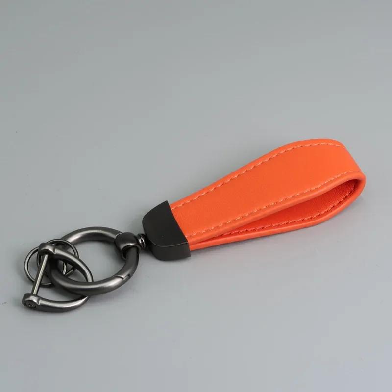 Custom LOGO Vintage PU Leather Keychain Laser Engrave Metal Car Keyring Personalize Texts Key Chains for Men and Women Gift