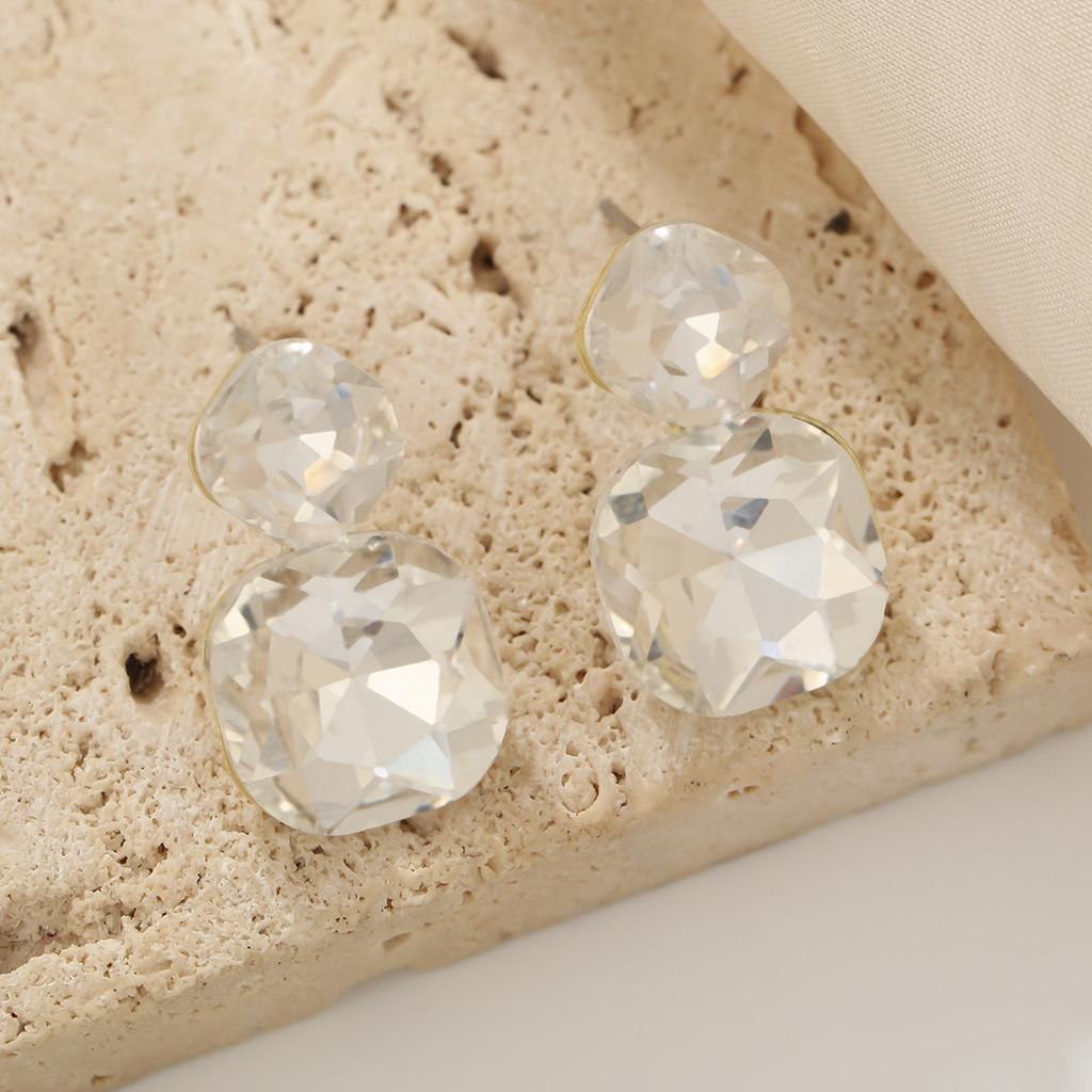 Geometric Alloy Square Drop Earrings With Gold Pins For Womens Fashion Accessories