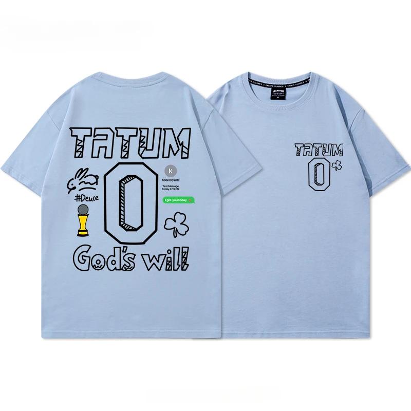 Tričko pro fanoušky basketbalu Boston č. 0 Tatum Graffiti potisk Čistá bavlna Tričko Pár Tričko Topy Nadměrná velikost Krátký rukáv Vysoká kvalita