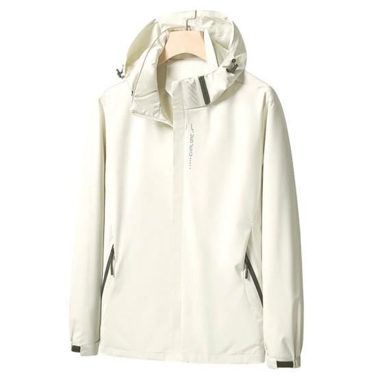 Hooded Smooth Zip Up Zipper Pockets Loose Soft Breathable Waterproof Long Sleeve Camping Mountaineering Jacket