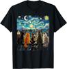 Funny Cat Starry Night Van Gogh Cats Rooftop Scene Feline T-Shirt Unisex T-Shirt
