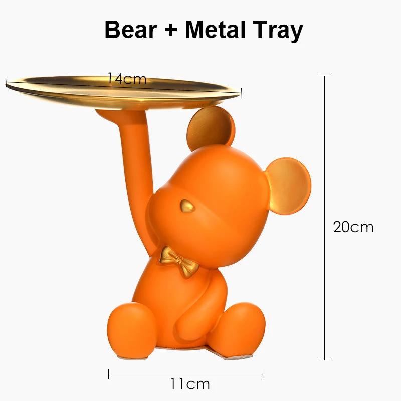 Bear Tray Sculpture Bear Figurines Porch Key Storage Candy Snacks Container Resin Desktop Ornament Living Room Home Decor Gifts