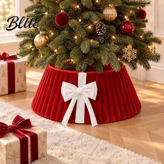 Christmas Tree Skirt Flannel Base Cover Round Wrap with Velvet Bow Decor Ornaments Stand Cover for Holiday Home Decoration Xmas