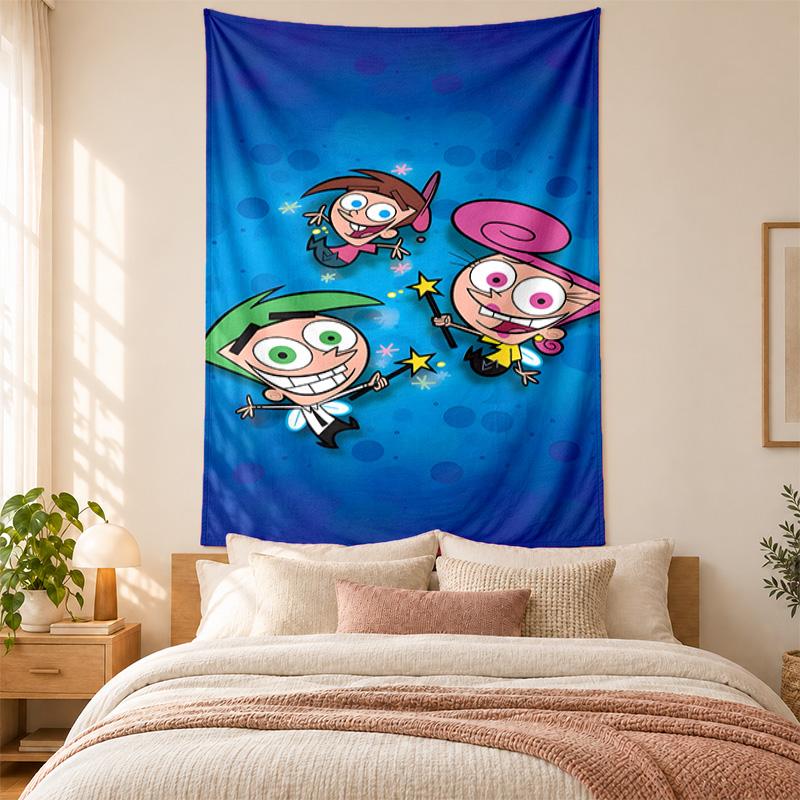 Fairly OddParents Wandteppich hohe Qualität zur Dekoration von Wohnzimmer Schlafzimmer Studentenwohnheim Wänden ideal als Schlafzimmer Wandkunst oder Weihnachtsgeschenk
