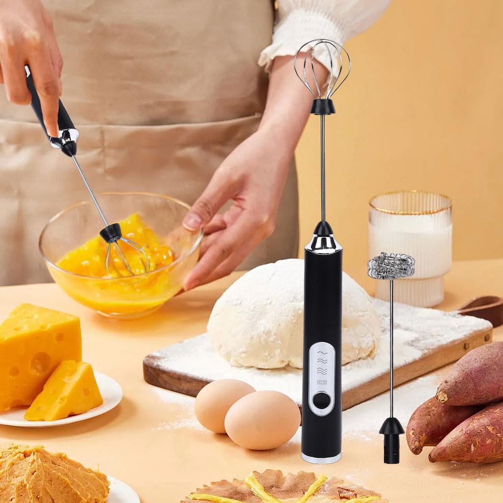 Rechargeable Milk Frother 3 Speed Electric Mixer Portable Foam Maker for Cappuccino Latte Matcha Hot Chocolate Black
