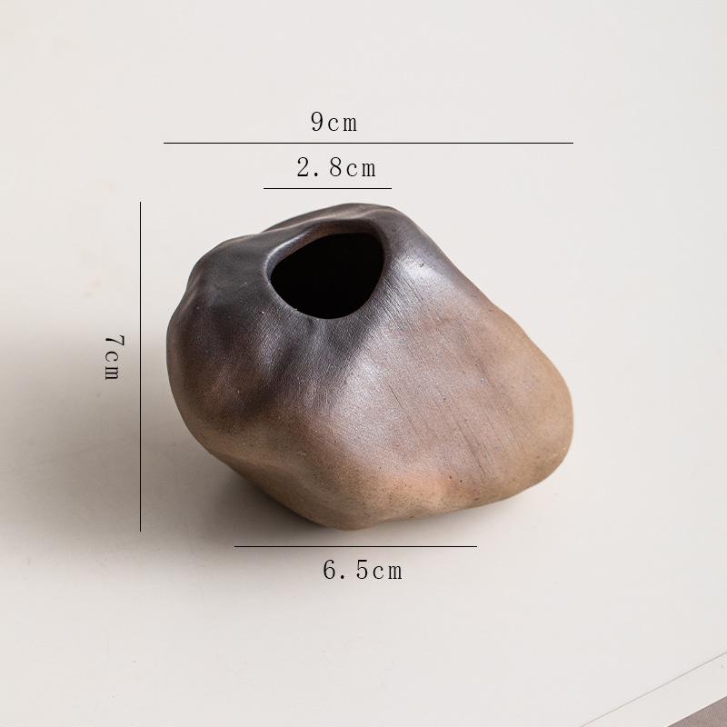 

Vintage Ceramic Vase Irregular Stone Shape, Hydroponic Flower Pot for Dried & Fresh Flowers, Creative Desktop Home Decor