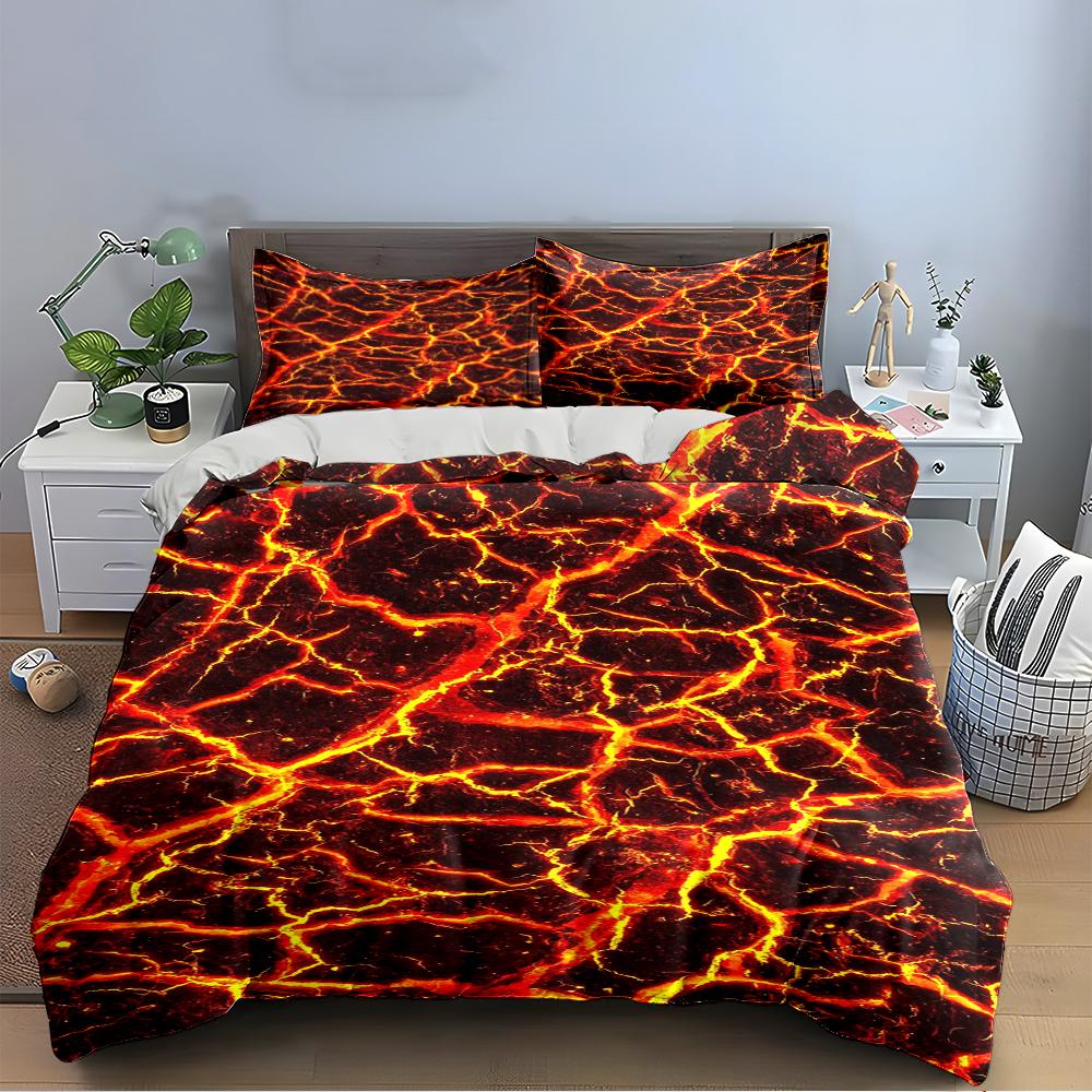 Fiery Lava Pattern Bedding Set Bedding Duvet Cover Set Duvet Cover Pillowcases Home Decor (1 * Duvet Cover 2 * Pillowcases, without duvet insert)