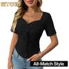 Women's Fashion Casual V-Neck Short Sleeve Blouses & Shirts