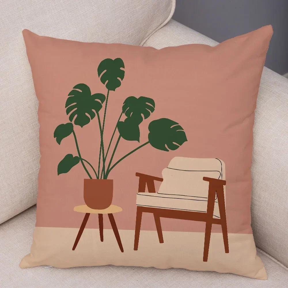 Nordic Style Plant Tree Cushion Cover Decor Geometric Abstract Modern Art Pillow Case for Sofa Home Super Soft Plush Pillowcase