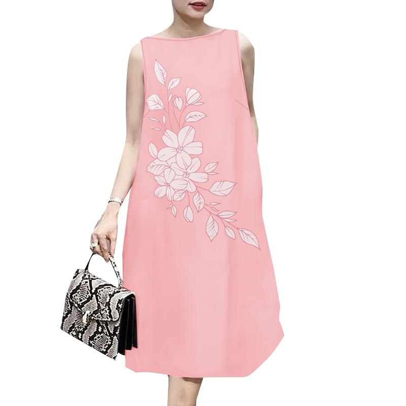 

ZANZEA Женское повседневное летнее платье без рукавов с цветочным принтом 5XL розовый