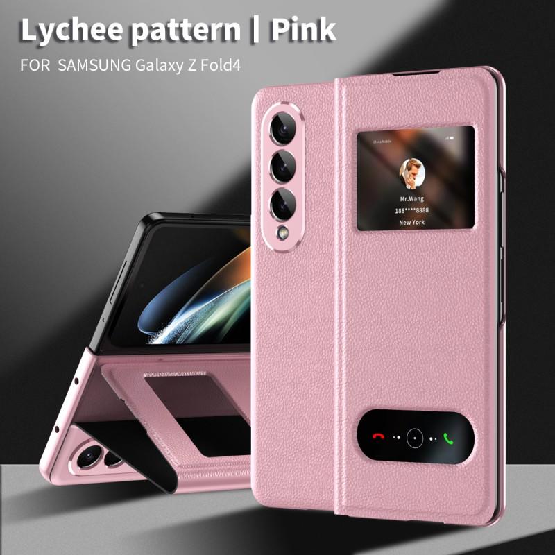 Slim Magnetic Flip Case With Window Galaxy Z Fold8 Ultra 7 6 5 PU Leather Stand Cover Shockproof Nappa Texture