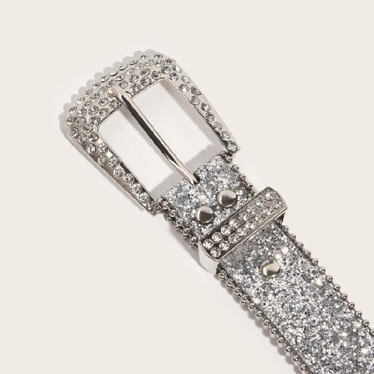 Adjustable Pin Buckle Belt for Adult Sequins Belt for Street Culture Enthusiasts