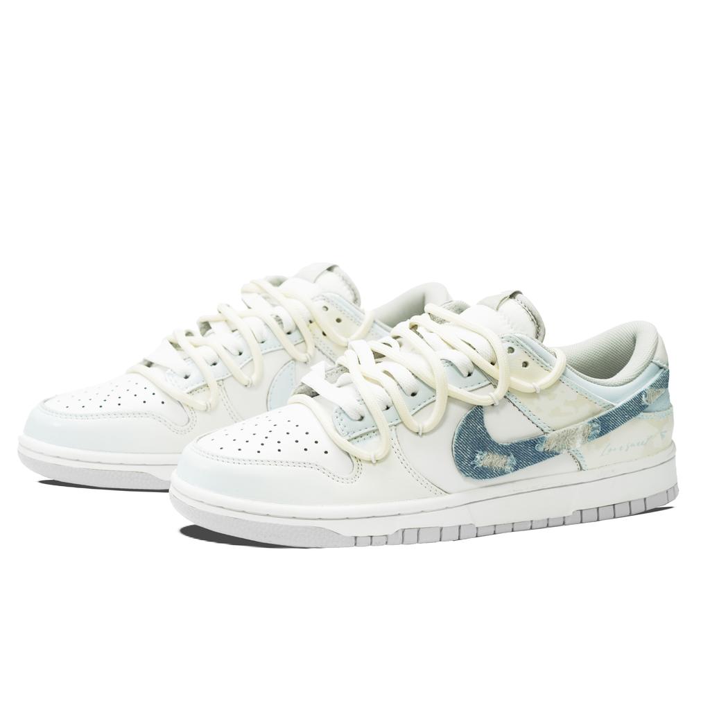 Nike Dunk rutschfest und atmungsaktiv Low-Top Skateboard-Schuhe Unisex Beige Weiß Blau DD1503-103(Team289-)