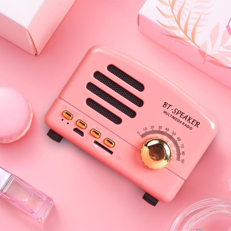 Mini Retro Bluetooth Speaker - Portable, Creative Gift with Radio & Card Insert for Mobile & Computer Use