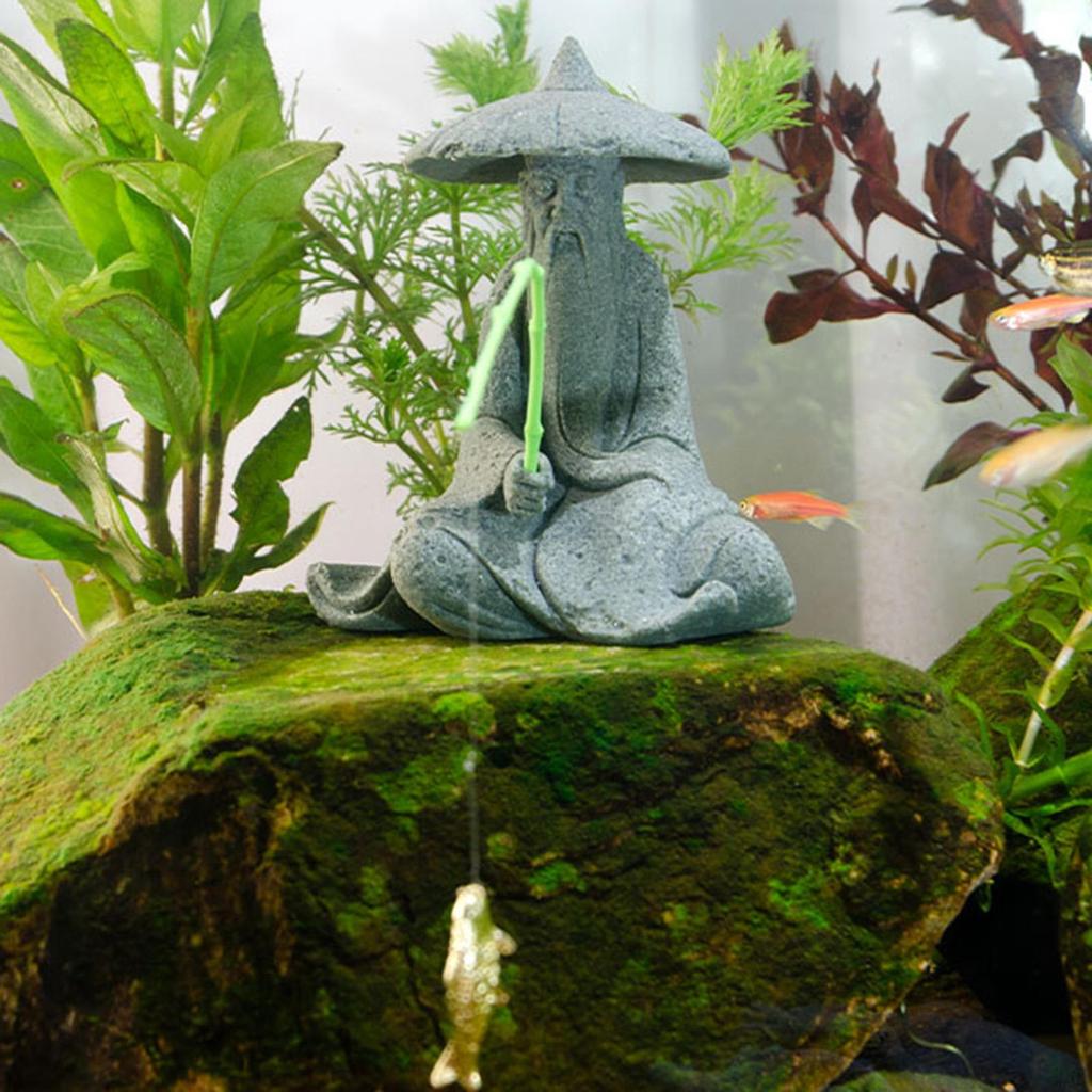 Fish Tank Traditional Fisherman Resin Sculpture Ornament Accessories Durable for Yoga Textured