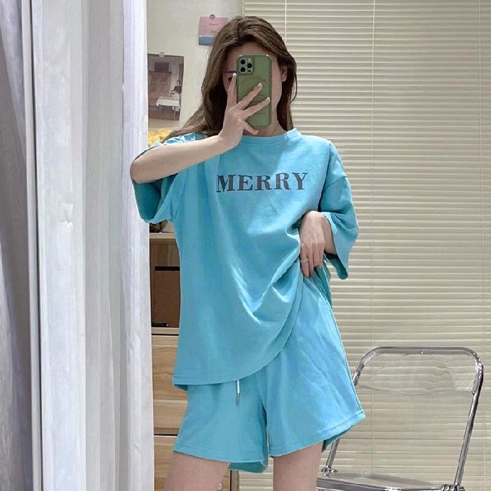 suit new women's short-sleeved t-shirt loose sports wide-leg shorts can be salt and sweet two-piece set summer fashion
