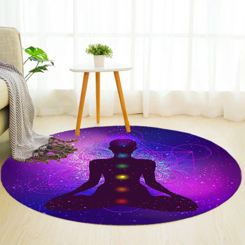 Yoga Meditation Round Rug Nonslip Area Rug Office Chair Mat Carpet For Living Room Bedroom Home Decor