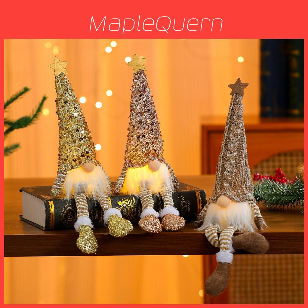 Christmas Led Lighted Plush Toy With Glittering Face Mask For Holiday Decor