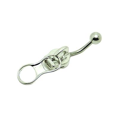 Punk Belly Button Rings Stainless Steel Navel Nail Creative Zipper Navel Ring For Women Girls Body Piercing Jewelry Gifts