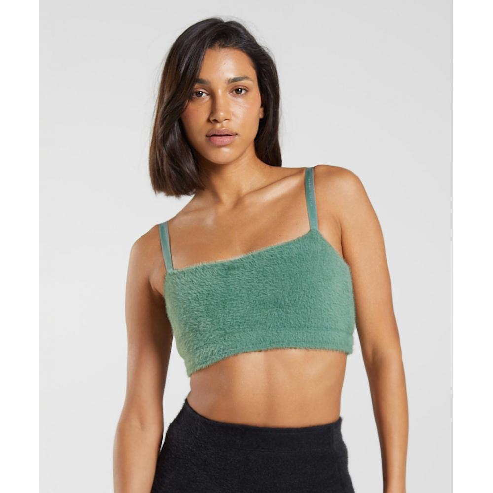 Gymshark Whitney Eyelash Knit Bandeau Leaf Green B4a4z Ebct
