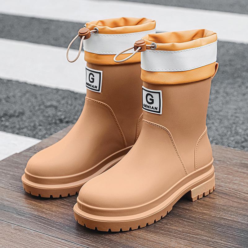 Middle Women's Fashionable Outdoor Rain Shoes Rubber Shoes Wear Resistant Water Shoes Short