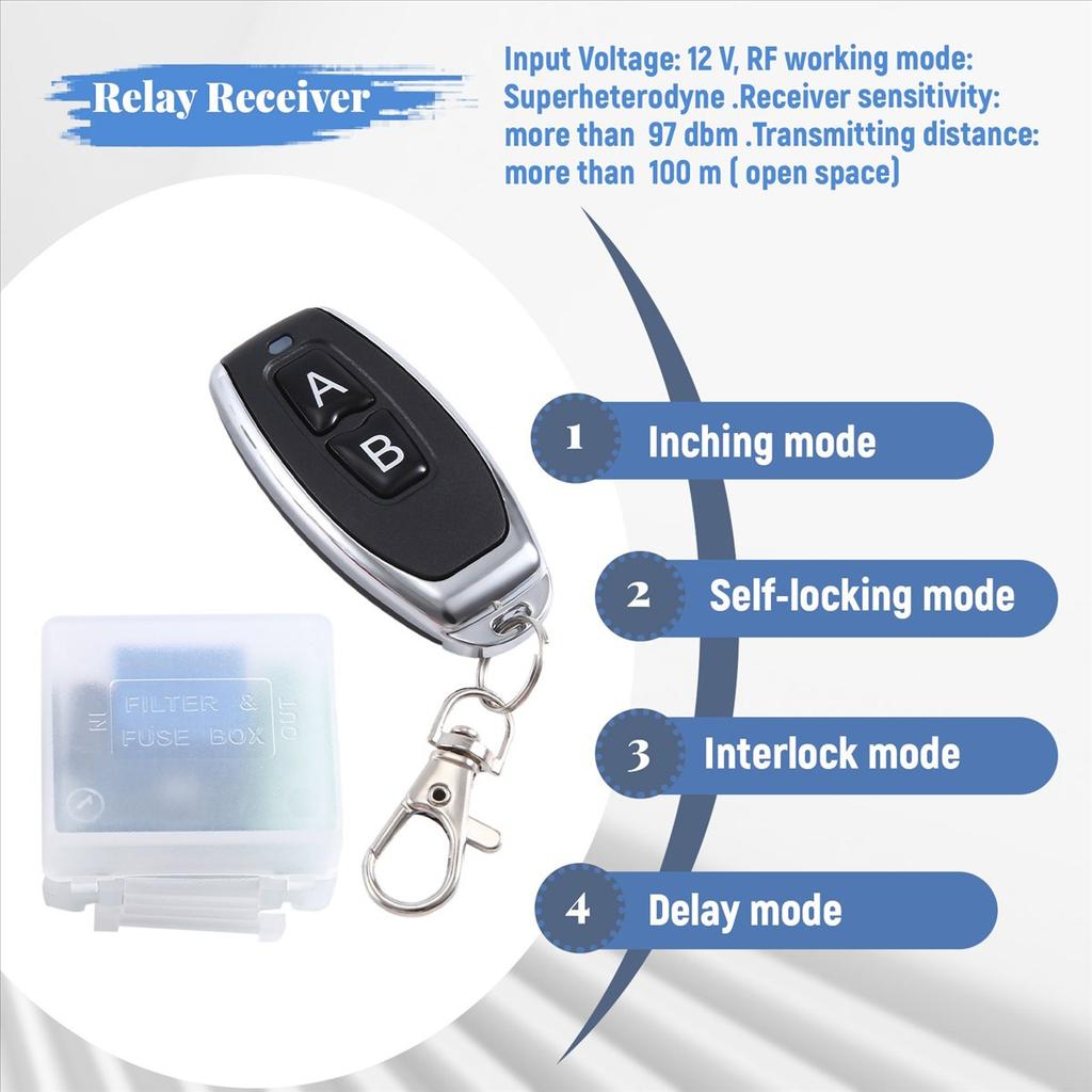 DC 12V Single Channel Relay Module Universal Wireless Switch Relay Receiver + 2 CH Remote Controller